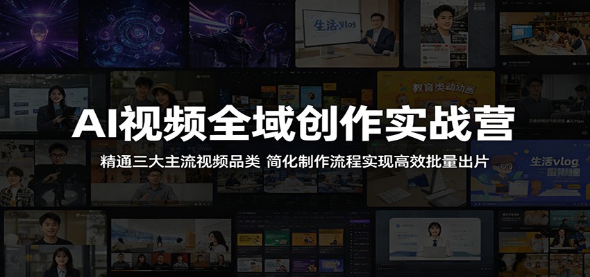 AI视频全域创作实战营：精通三大主流视频品类，简化制作流程实现高效批量出片-仙女副业网