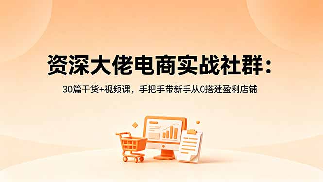 资深大佬电商实战社群：30篇干货+视频课，手把手带新手从0搭建盈利店铺-仙女副业网