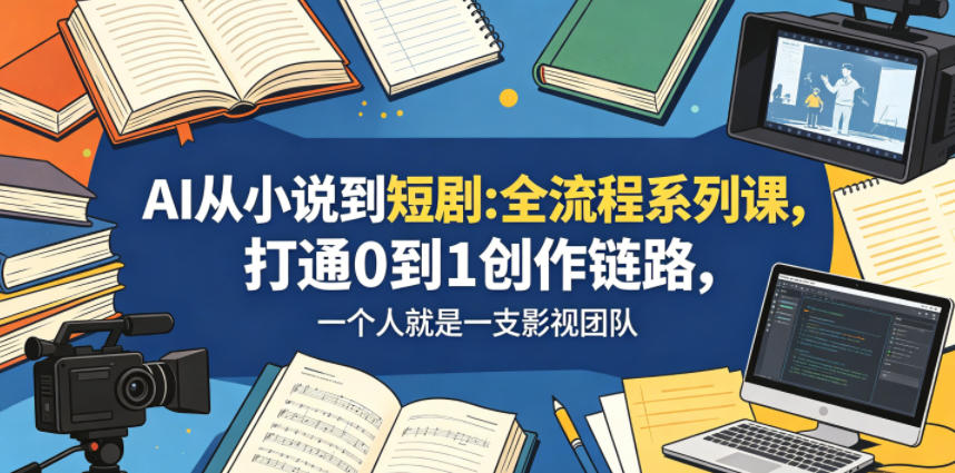 AI从小说到短剧全流程系列课，打通0到1创作链路，一个人就是一支影视团队-仙女副业网