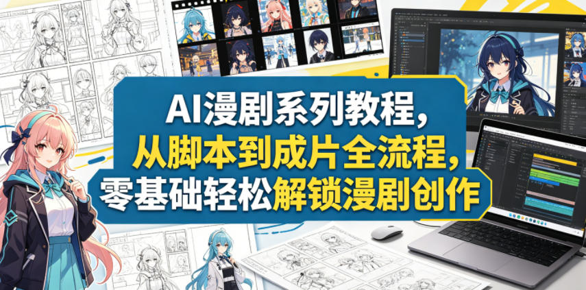 AI漫剧系列教程，从脚本到成片全流程，零基础轻松解锁漫剧创作-仙女副业网