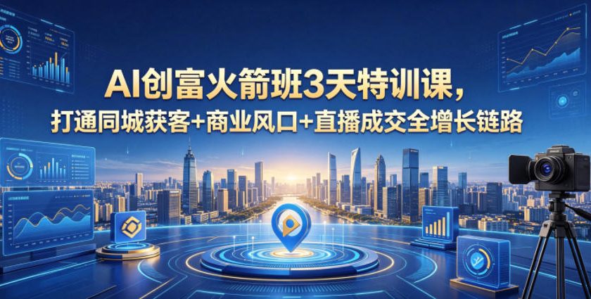AI创富火箭班3天特训课,打通同城获客+商业风口+直播成交全增长链路,2026年4月新课-仙女副业网