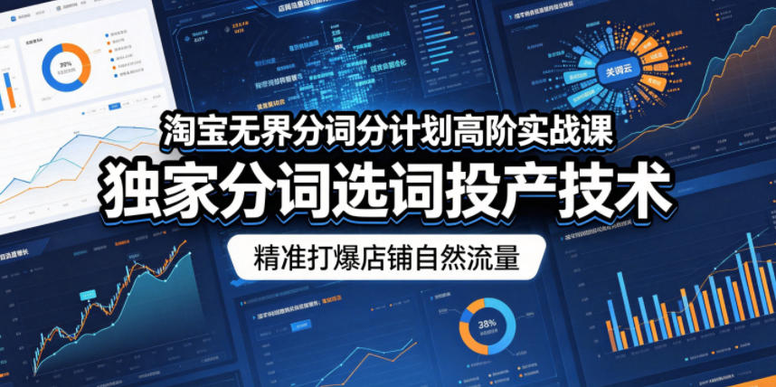 淘宝无界分词分计划高阶实战课,独家分词选词投产技术,精准打爆店铺自然流量-仙女副业网