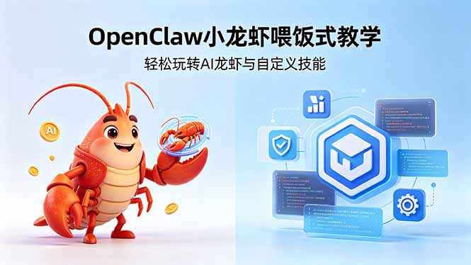 不用懂技术!OpenClaw小龙虾喂饭式教学,轻松玩转AI龙虾与自定义技能 (5月22更新-仙女副业网