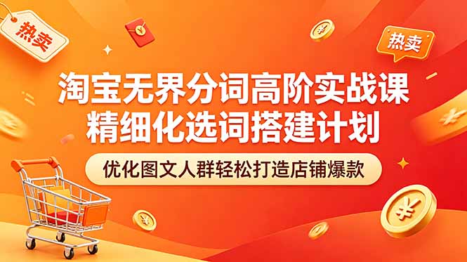 淘宝无界分词高阶实战课 精细化选词搭建计划 优化图文人群轻松打造店铺爆款-仙女副业网