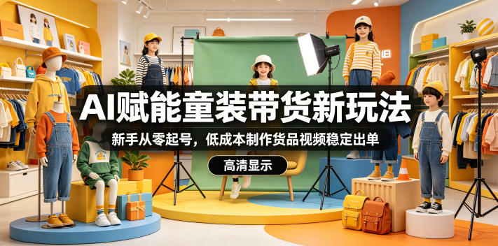 AI赋能童装带货新玩法,新手从零起号,低成本制作货品视频稳定出单-仙女副业网