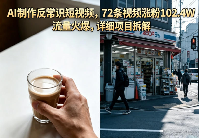 AI制作反常识短视频,72条视频涨粉102.4W,流量火爆,详细项目拆解-仙女副业网