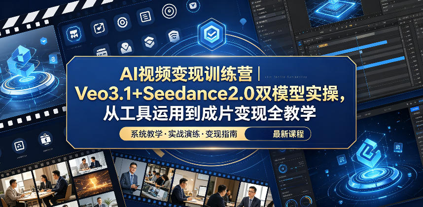 AI视频变现训练营｜Veo3.1+Seedance2.0双模型实操，从工具运用到成片变现全教学-仙女副业网