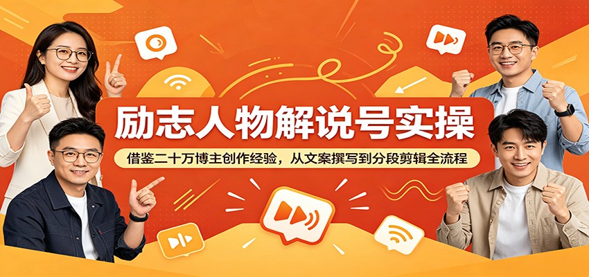 励志人物解说号实操：借鉴二十万博主创作经验，从文案撰写到分段剪辑全流程-仙女副业网