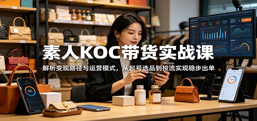 素人KOC带货实战课：解析变现路径与运营模式，从起号选品到投流实现稳步出单-仙女副业网