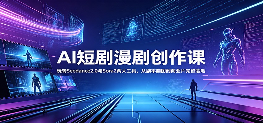 AI短剧漫剧创作课：玩转Seedance2.0与 Sora2两大工具，从剧本制图到商业片完整落地-仙女副业网