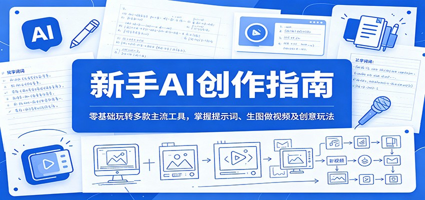 新手AI创作指南：零基础玩转多款主流工具，掌握提示词、生图做视频及创意玩法-仙女副业网