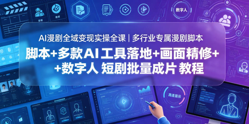 AI漫剧全域变现实操全课|多行业专属漫剧脚本+多款AI工具落地+画面精修+数字人短剧批量成片全教程-仙女副业网