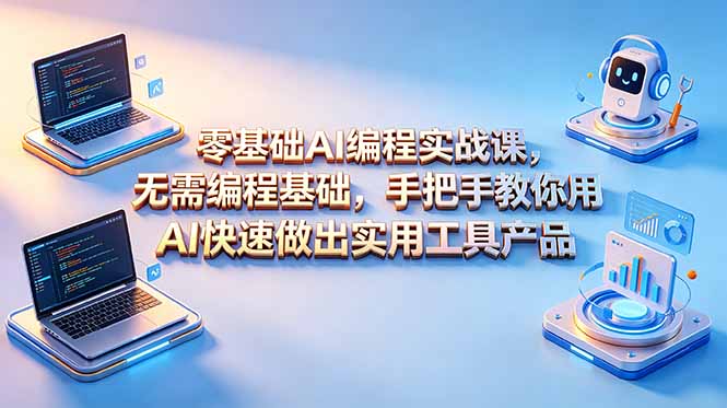 零基础AI编程实战课-更新，无需编程基础，手把手教你用AI快速做出实用工具产品-仙女副业网