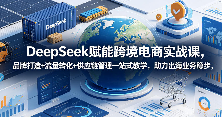DeepSeek赋能跨境电商实战课,品牌打造+流量转化+供应链管理一站式教学,助力出海业务稳步发展-仙女副业网