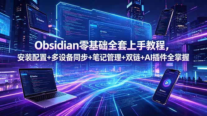 Obsidian零基础全套上手教程，安装配置+多设备同步+笔记管理+双链+AI插件全掌握-仙女副业网