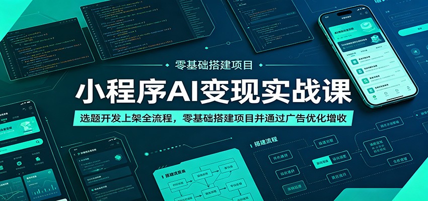 小程序AI变现实战课：选题开发上架全流程，零基础搭建项目并通过广告优化增收-仙女副业网