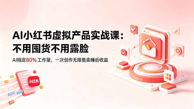 AI小红书虚拟产品实战课-更新:不用囤货不用露脸,AI搞定80%工作量,一次创作无限售卖睡后收益-仙女副业网