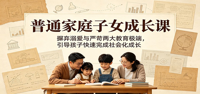 普通家庭子女成长课：摒弃溺爱与严苛两大教育极端，引导孩子快速完成社会化成长-仙女副业网