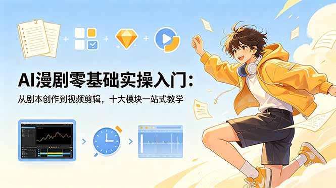 AI漫剧零基础实操入门：从剧本创作到视频剪辑，十大模块一站式教学-仙女副业网