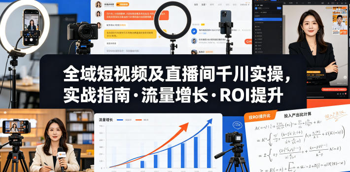 全域短视频及直播间千川实操，实战指南·流量增长·ROI提升(更新)-仙女副业网