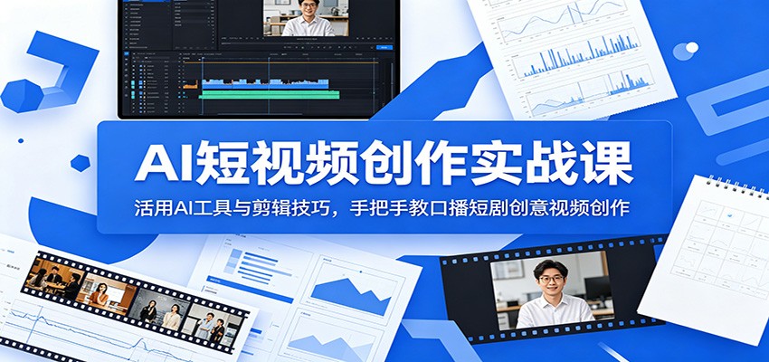 AI短视频创作实战课：活用AI工具与剪辑技巧，手把手教口播短剧创意视频创作-仙女副业网