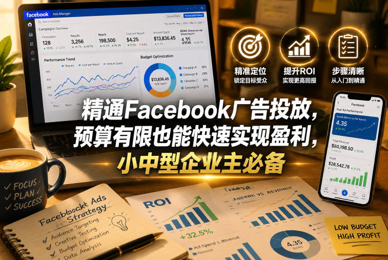 精通Facebook广告投放,预算有限也能快速实现盈利,小中型企业主必备【原创双语字幕】-仙女副业网