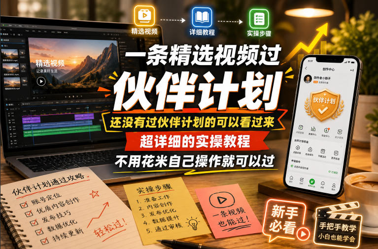 一条精选视频过伙伴计划，还没有过伙伴计划的可以看过来，超详细的实操教程，不用花米自己操作就可以过-仙女副业网