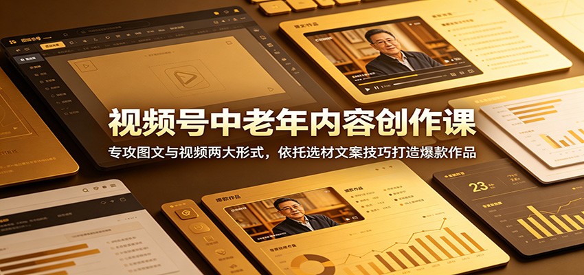 视频号中老年内容创作课:专攻图文与视频两大形式,依托选材文案技巧打造爆款作品-仙女副业网