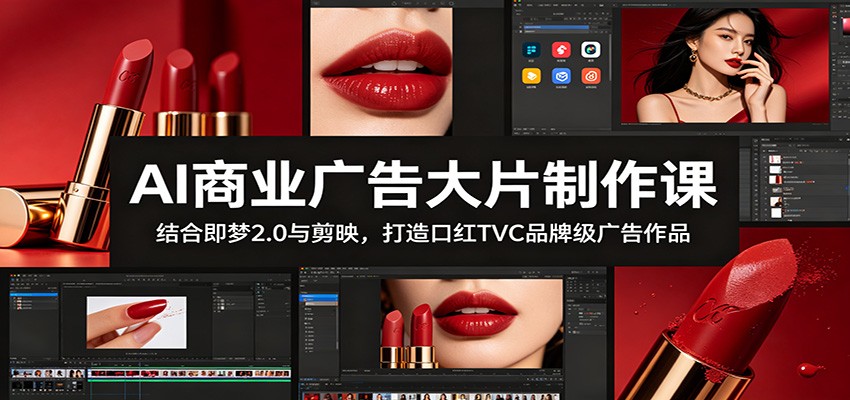 AI商业广告大片制作课:结合即梦2.0与剪映,打造口红TVC品牌级广告作品-仙女副业网