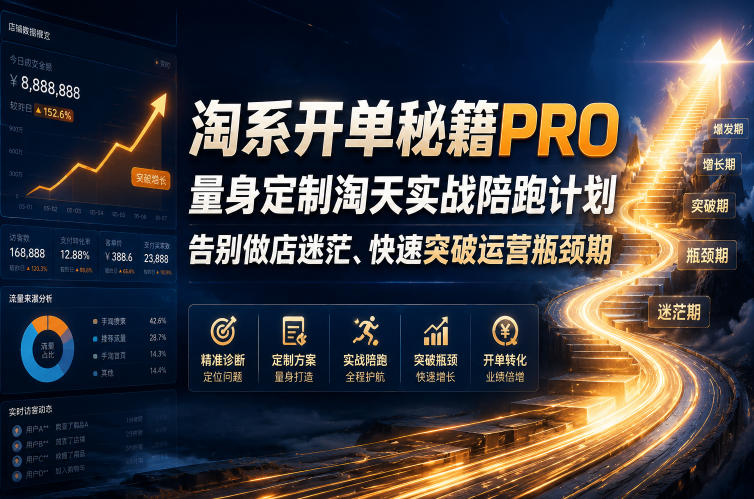 淘系开单秘籍PRO,量身定制淘天实战陪跑计划,告别做店迷茫、快速突破运营瓶颈期(2026年6月11)-仙女副业网