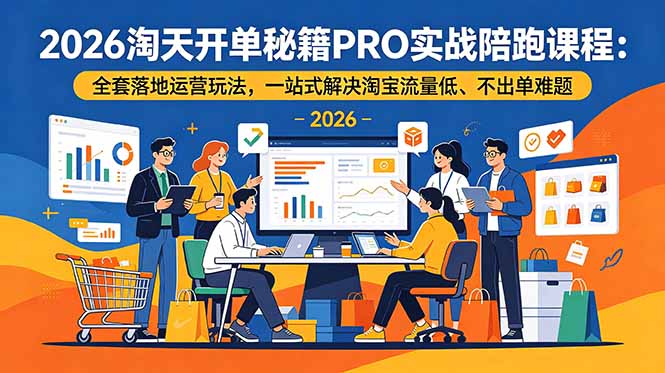 2026淘天开单秘籍PRO实战陪跑课程:全套落地运营玩法,一站式解决淘宝流量低、不出单难题-仙女副业网