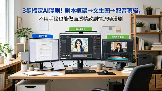 3步搞定AI漫剧!剧本框架→文生图→配音剪辑,不用手绘也能做画质精致剧情流畅漫剧-仙女副业网