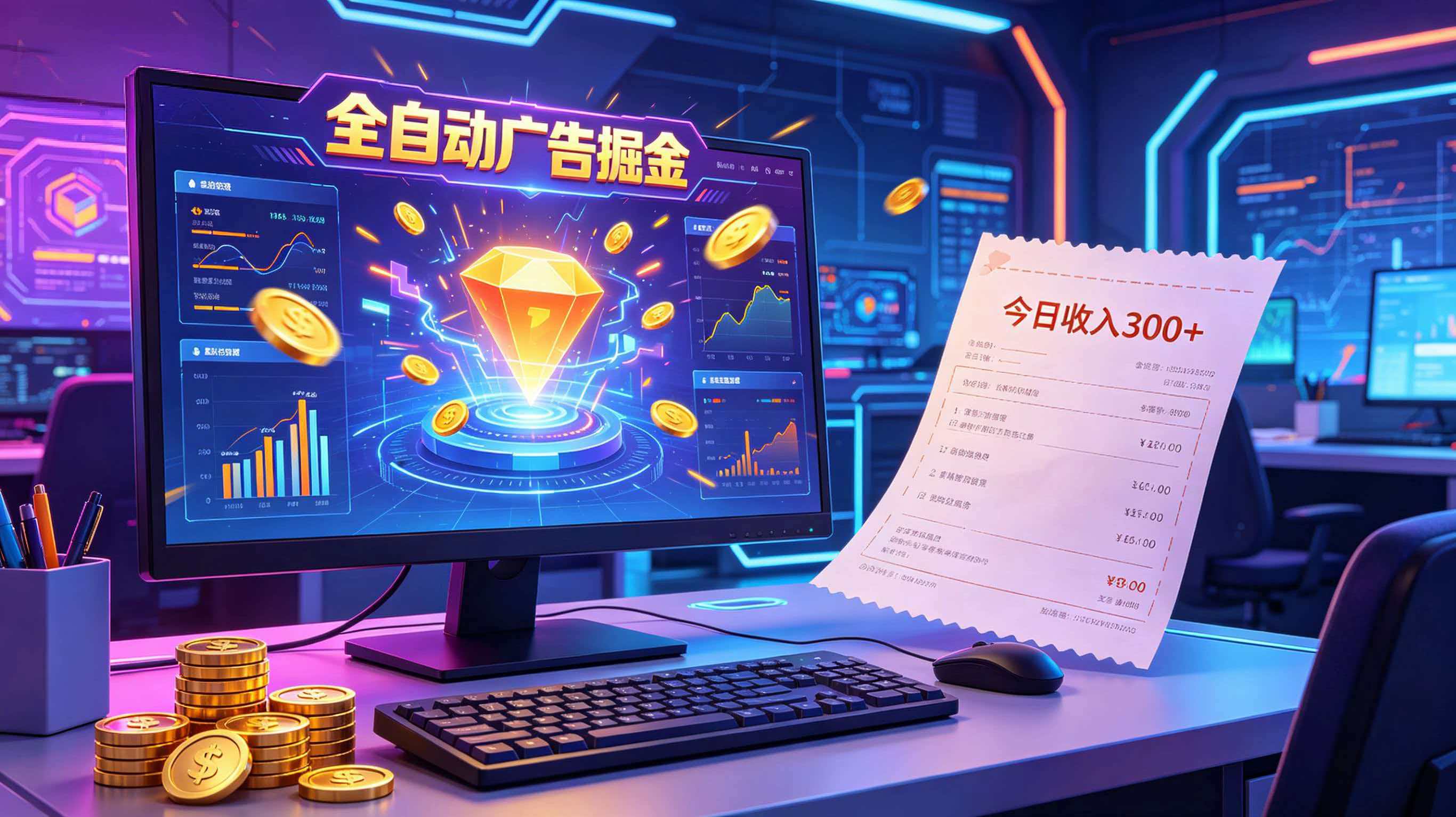 全自动广告掘金,日入300+。全程Ai自动化运行,解放双手,时间自由。收益稳定-仙女副业网