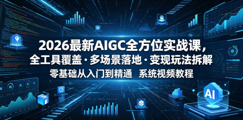 2026最新AIGC全方位实战课，全工具覆盖・多场景落地・变现玩法拆解，零基础从入门到精通系统视频教程-仙女副业网