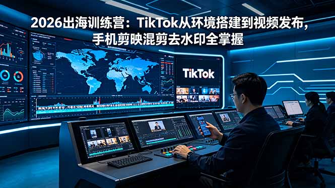 2026出海训练营:TikTok从环境搭建到视频发布,手机剪映混剪去水印全掌握-仙女副业网