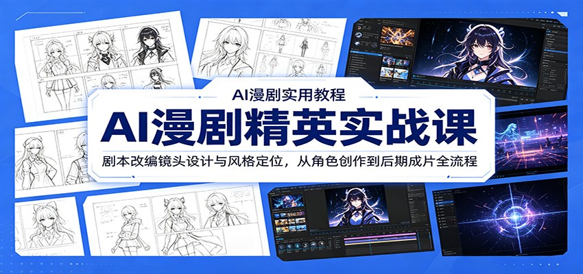 AI漫剧精英实战课：剧本改编镜头设计与风格定位，从角色创作到后期成片全流程-仙女副业网