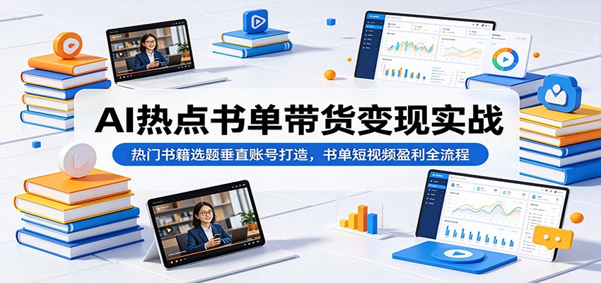 AI热点书单带货变现实战：热门书籍选题垂直账号打造，书单短视频盈利全流程-仙女副业网