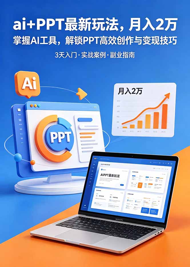 ai+PPT最新玩法,月入2万掌握AI工具,解锁PPT高效创作与变现技巧3天入门,实战案例·副业指南-仙女副业网