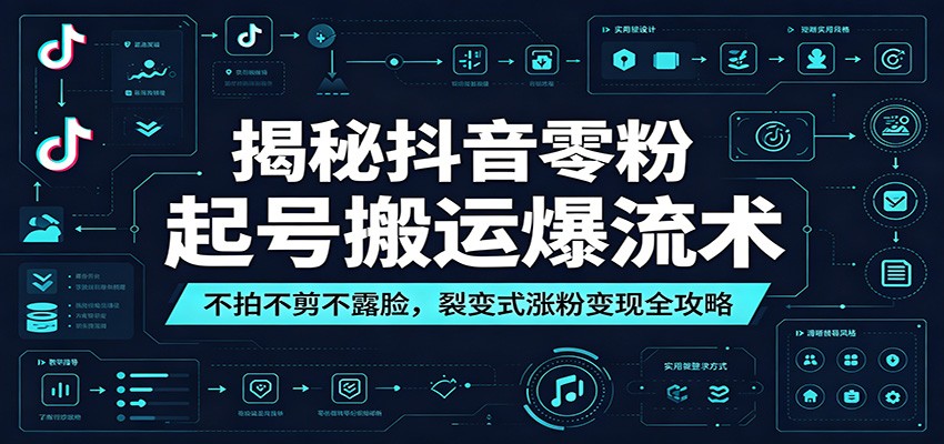 揭秘抖音零粉起号搬运爆流术:不拍不剪不露脸,裂变式涨粉变现全攻略-仙女副业网