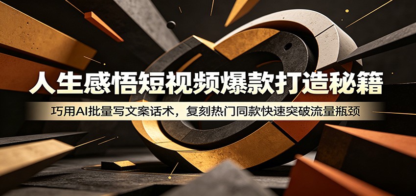 人生感悟短视频爆款打造秘籍:巧用A 批量写文案话术,复刻热门同款快速突破流量瓶颈-仙女副业网
