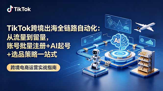 TikTok跨境出海全链路自动化：从流量到留量，账号批量注册+AI起号+选品策略一站式-仙女副业网