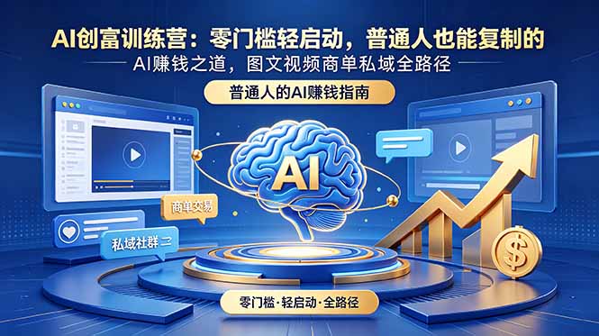 AI创富训练营：零门槛轻启动，普通人也能复制的AI赚钱之道，图文视频商单私域全路径-仙女副业网