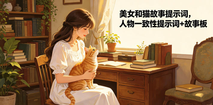 美女和猫故事提示词,人物一致性提示词+故事板-仙女副业网