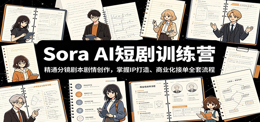 Sora AI短剧训练营：精通分镜剧本剧情创作，掌握IP打造、商业化接单全套流程-仙女副业网