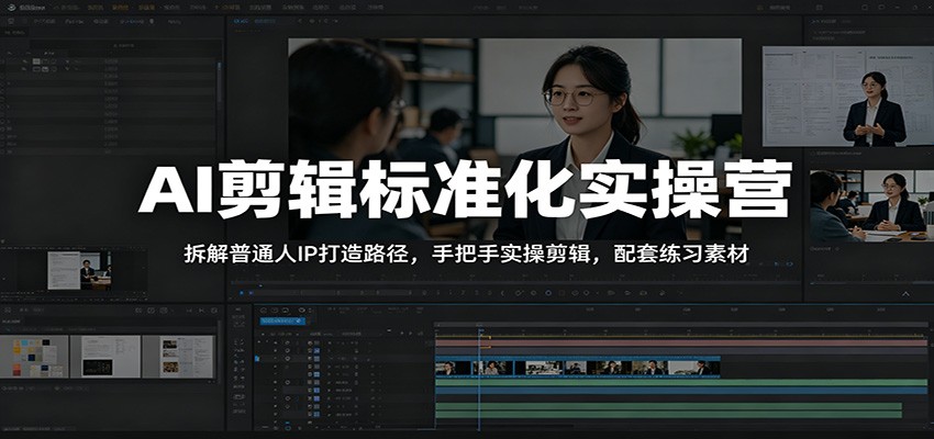 AI剪辑标准化实操营：拆解普通人IP打造路径，手把手实操剪辑，配套练习素材-仙女副业网