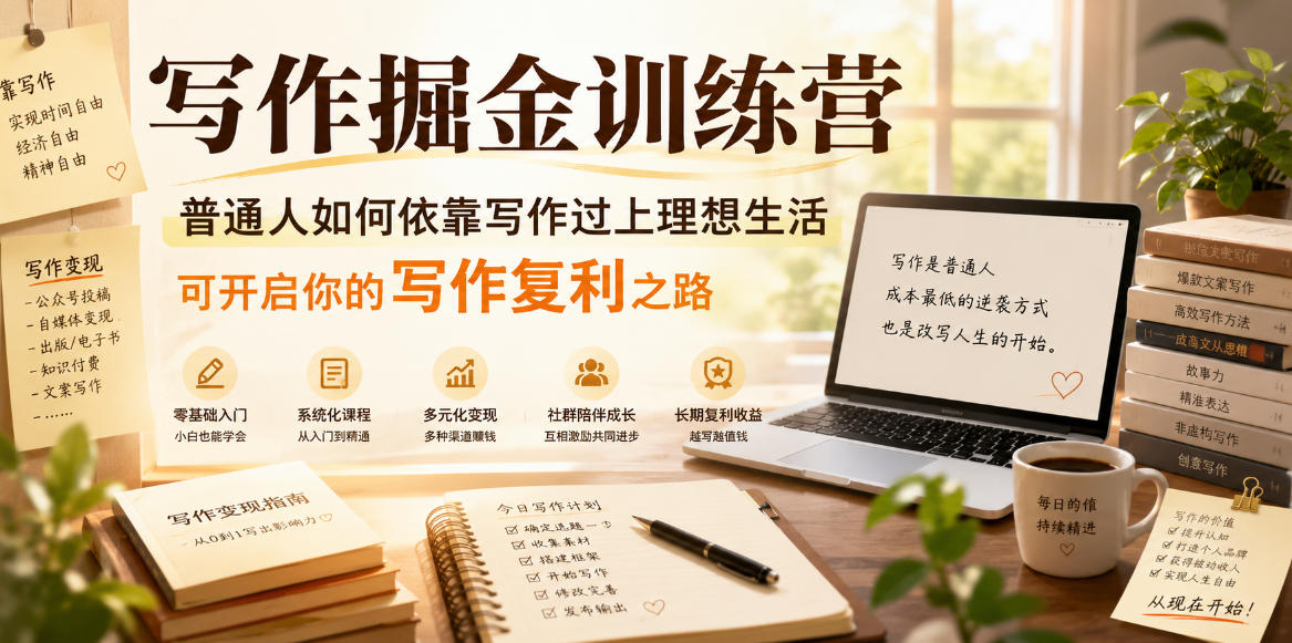写作掘金训练营,普通人如何依靠写作过上理想生活,可开启你的写作复利之路(更新6月)-仙女副业网