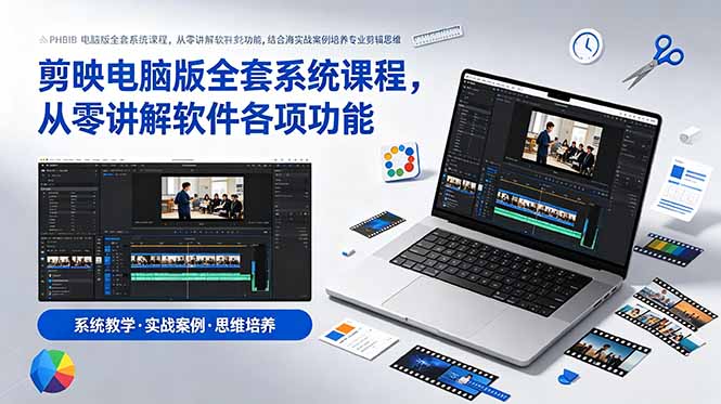剪映电脑版全套系统课程,从零讲解软件各项功能,结合海量实战案例培养专业剪辑思维-仙女副业网
