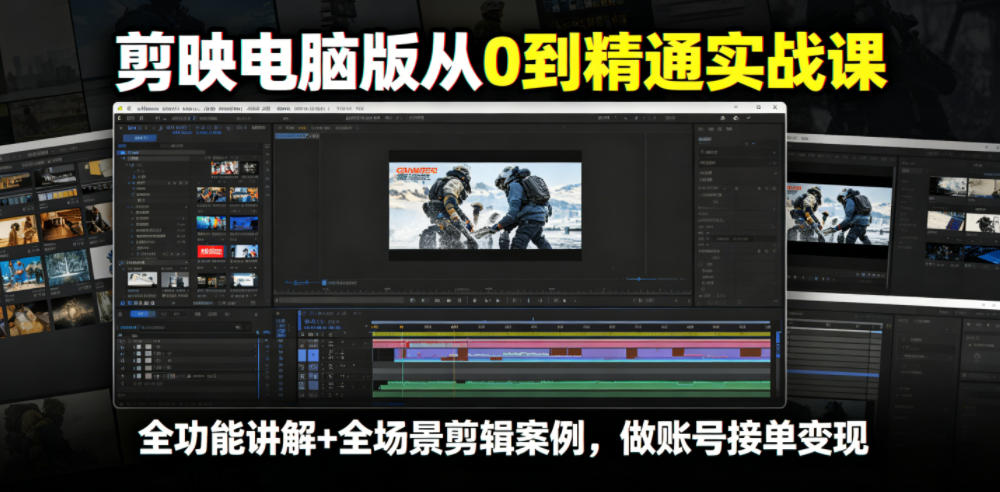 剪映电脑版从0到精通实战课,全功能讲解+全场景剪辑案例,做账号接单变现-仙女副业网