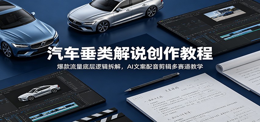 汽车垂类解说创作教程:爆款流量底层逻辑拆解,AI文案配音剪辑多赛道教学-仙女副业网