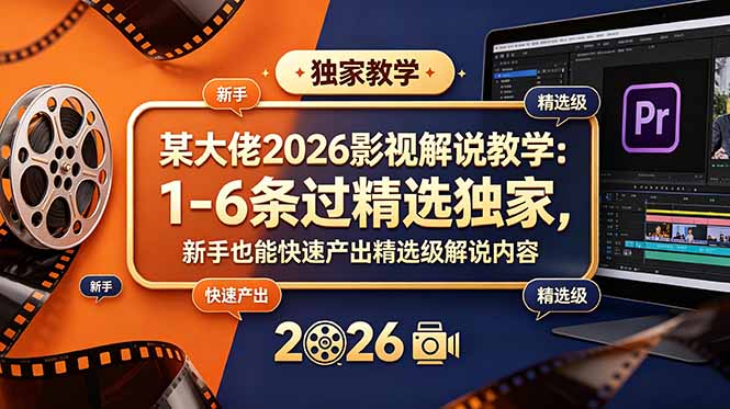 某大佬2026影视解说教学：1-6条过精选独家，新手也能快速产出精选级解说内容-仙女副业网